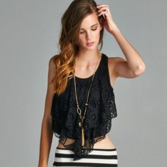 Tops - Crocheted Lace Crop Top